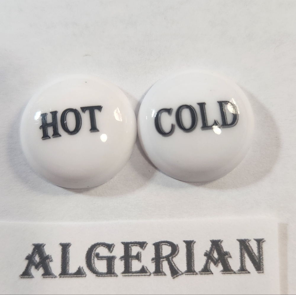 3 Sets Ceramic Buttons For Handle Faucet set, One Hot and One Cold imprinted